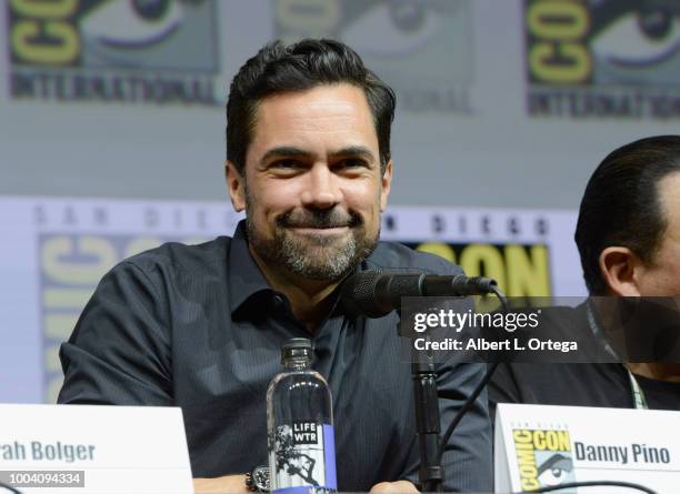 Danny Pino speaks onstage at the "Mayans M.C." discussion and Q&A during Comic-Con International 2018 at San Diego Convention Center on July 22, 2018...