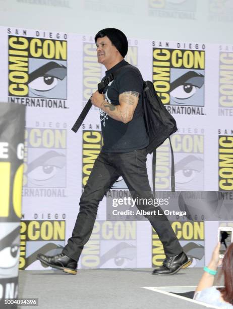 Elgin James walks onstage at the "Mayans M.C." discussion and Q&A during Comic-Con International 2018 at San Diego Convention Center on July 22, 2018...