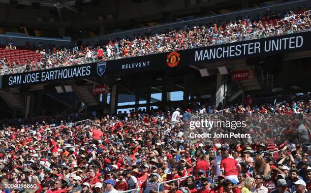 Manchester United fans watch from the stand during the pre-season friendly match between Manchester United and San Jose Earthquakes at Levi's Stadium...