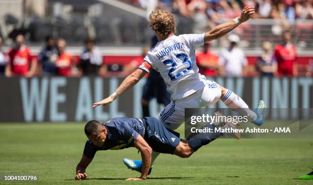 Alexis Sanchez of Manchester United and Florian Jungwirth of San Jose Earthquakes during the Pre-Season match between Manchester United v San Jose...
