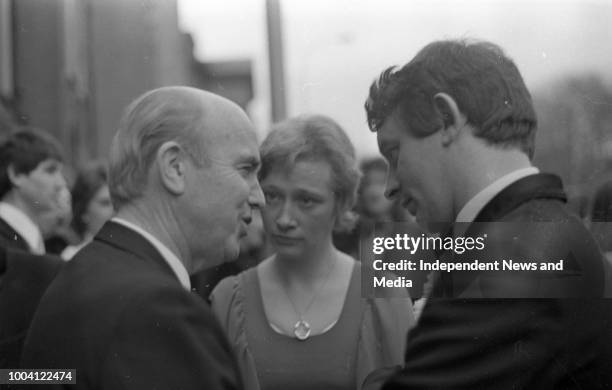 President Of Ireland Cearbhall O'Dalaigh at the wedding of Mr James Ryan and Kathryn Danaher at University Church, Dublin, .