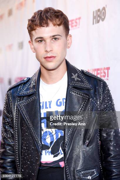 Tommy Dorfman attends 2018 Outfest Los Angeles LGBT Film Festival Closing Night Gala Of "The Miseducation Of Cameron Post" - Red Carpet at The...