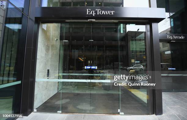 The entrance of EQ Tower on A'Beckett Street is seen on July 23, 2018 in Melbourne, Australia. 19 year old Laa Chol was killed after a fight broke...