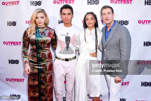 Chloe Grace Moretz, Forrest Goodluck, Sasha Lane and Christopher Racster attend 2018 Outfest Los Angeles LGBT Film Festival Closing Night Gala Of...