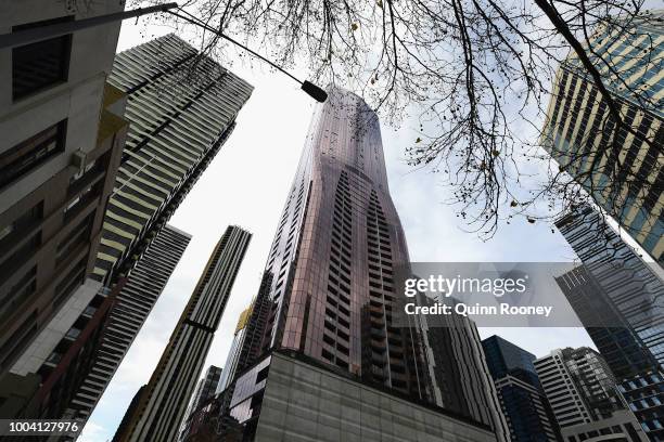 The exterior of EQ Tower on A'Beckett Street is seen on July 23, 2018 in Melbourne, Australia. 19 year old Laa Chol was killed after a fight broke...