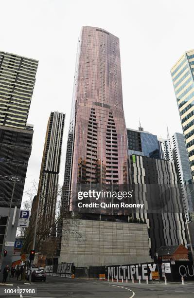 The exterior of EQ Tower on A'Beckett Street is seen on July 23, 2018 in Melbourne, Australia. 19 year old Laa Chol was killed after a fight broke...