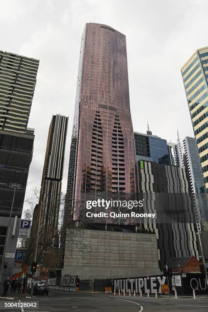 The exterior of EQ Tower on A'Beckett Street is seen on July 23, 2018 in Melbourne, Australia. 19 year old Laa Chol was killed after a fight broke...