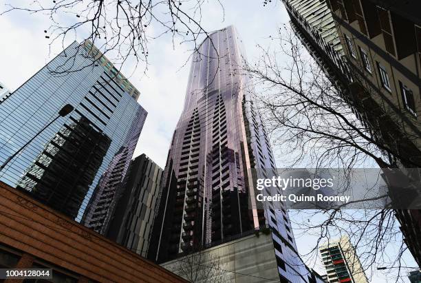 The exterior of EQ Tower on A'Beckett Street is seen on July 23, 2018 in Melbourne, Australia. 19 year old Laa Chol was killed after a fight broke...