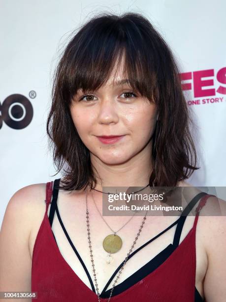 Actress Emily Skeggs attends the 2018 Outfest Los Angeles LGBT Film Festival closing night gala screening of "The Miseducation of Cameron Post" at...