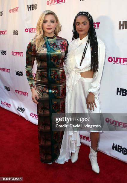 Actresses Chloe Grace Moretz and Sasha Lane attend the 2018 Outfest Los Angeles LGBT Film Festival closing night gala screening of "The Miseducation...