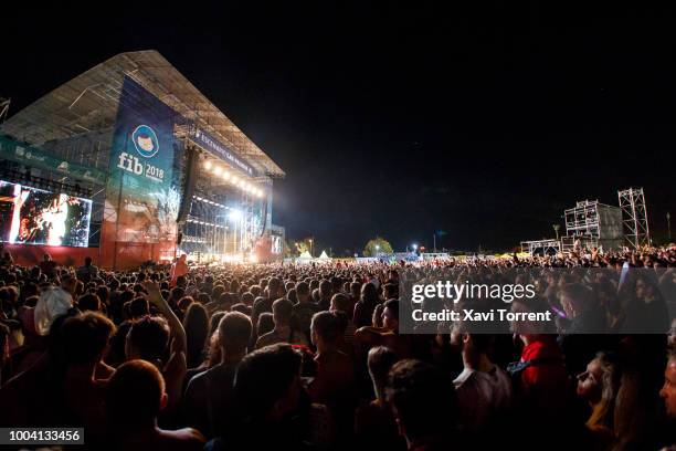 View of the crowd at Liam Gallagher's concert during day 4 of Festival Internacional de Benicassim on July 22, 2018 in Benicassim, Spain.