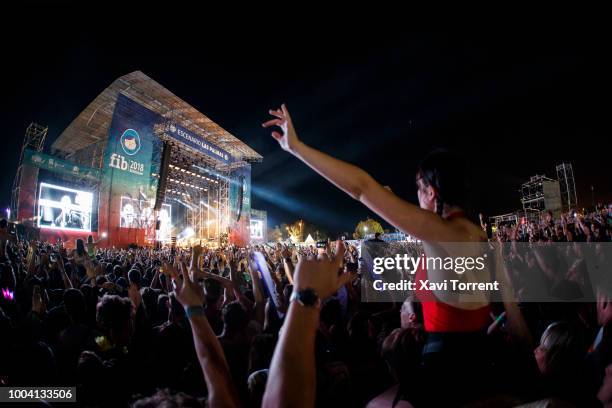 View of the crowd at Liam Gallagher's concert during day 4 of Festival Internacional de Benicassim on July 22, 2018 in Benicassim, Spain.