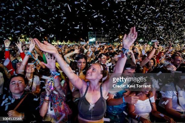 View of the crowd at Dorian's concert during day 4 of Festival Internacional de Benicassim on July 22, 2018 in Benicassim, Spain.