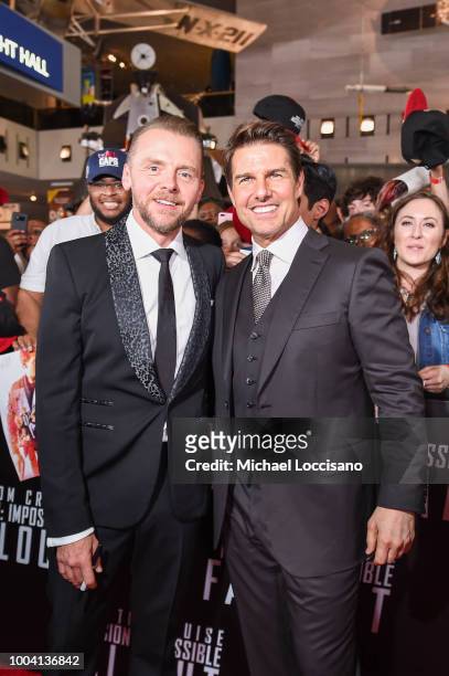 Actors Simon Pegg and Tom Cruise attend the 'Mission: Impossible - Fallout' US Premiere at Lockheed Martin IMAX Theater at the Smithsonian National...