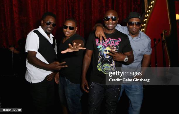 Singers Levi Little, Mark Middleton, Chauncey Black and Eric Williams of Blackstreet attend an announcement for the "I LOVE THE '90s - THE VEGAS...