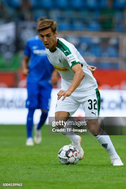 Florian Neuhaus of Borussia Moenchengladbach controls the ball during the H-Hotels Cup match between VfL Bochum and Borussia Moenchengladbach at...