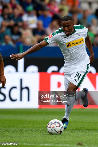 Alassane Plea of Borussia Moenchengladbach controls the ball during the H-Hotels Cup match between VfL Bochum and Borussia Moenchengladbach at...