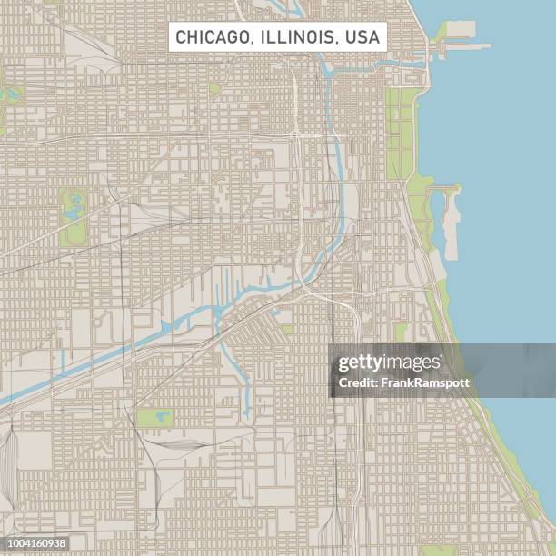 stockillustraties, clipart, cartoons en iconen met chicago illinois amerikaanse stad street kaart - chicago