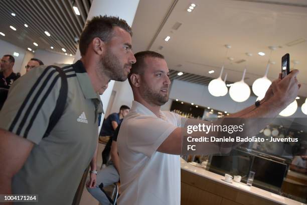 Juventus player Andrea Barzagli departs for the summer tour 2018 on July 23, 2018 in Turin, Italy.