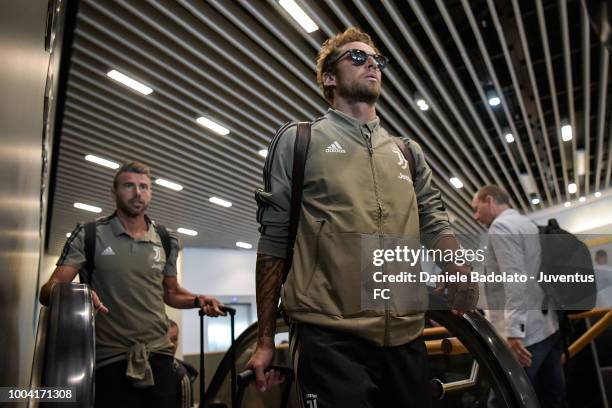 Juventus player Claudio Marchisio departs for the summer tour 2018 on July 23, 2018 in Turin, Italy.