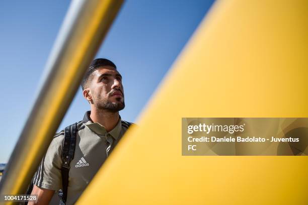 Juventus player Emre Can departs for the summer tour 2018 on July 23, 2018 in Turin, Italy.