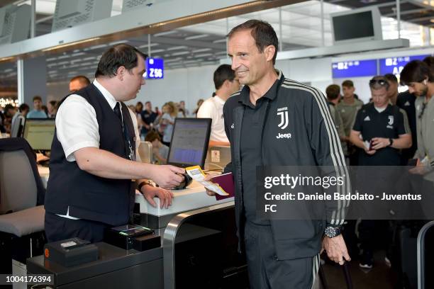 Juventus player Massimiliano Allegri departs for the summer tour 2018 on July 23, 2018 in Turin, New York.