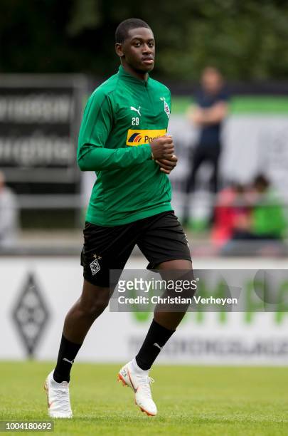 Mamadou Doucoure in action during a Training Session at Borussia Moenchengladbach Training Camp at Stadion am Birkenmoos on July 23, 2018 in...