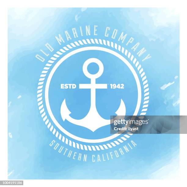anchor badge watercolor background - naval vessels stock illustrations