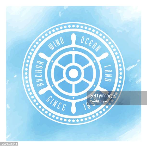 ilustraciones, imágenes clip art, dibujos animados e iconos de stock de fondo acuarela de la insignia de marinero - mango background