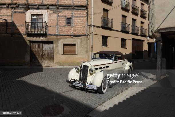 Packard 120 Convertible car on a street in Berlanga de Duero, north of Spain, during the 2018 'Laurel de Baco' Vintage Cars meeting.