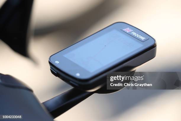 Christopher Froome of Great Britain and Team Sky / Pinarello Bike / Power meter / Detail view / during the 105th Tour de France 2018, Training Team...