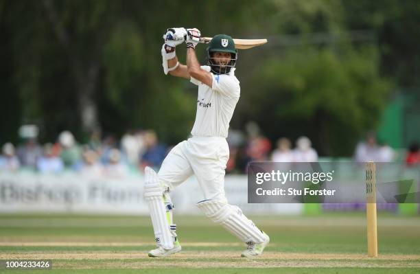 Worcestershire batsman Moeen Ali hits out during Day two of the Specsavers County Championship: Division One match between Worcestershire and...