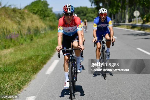 Bob Jungels of Luxembourg and Team Quick-Step Floors / Philippe Gilbert of Belgium and Team Quick-Step Floors / during the 105th Tour de France 2018...