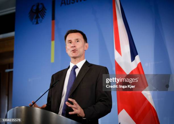 Berlin, Germany Jeremy Hunt, British Foreign Secretary, meets German Foreign Minister on July 23, 2018 in Berlin, Germany. He gives a press...