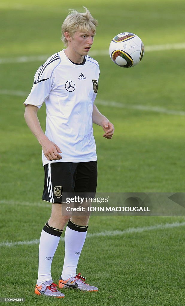 Germany's defender Andreas Beck eyes the