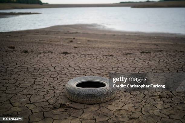 The dried up bed of Yarrow Reservoir near Bolton as the heatwave continues across the UK on July 23, 2018 in Bolton, England. A hosepipe ban in the...