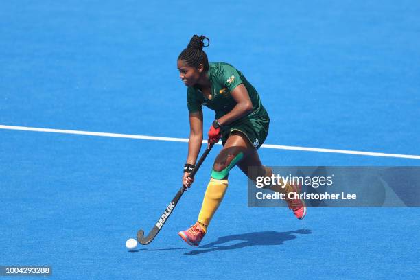 Sulette Damons of South Africa in action during the Pool C game between Germany and South Africa of the FIH Womens Hockey World Cup at Lee Valley...