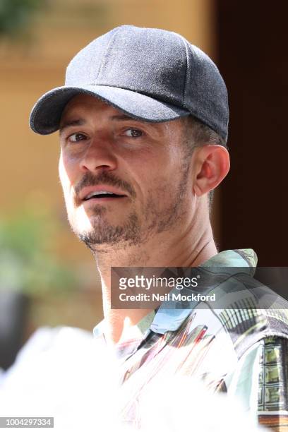 Orlando Bloom seen leaving the Abbey Road Studios after watching a Paul McCartney secret gig on July 23, 2018 in London, England.