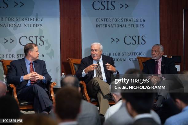 Former NASA Administrator Sean O'Keefe speaks at an event marking the 60th anniversary of NASA at the Center for Strategic and International Studies...