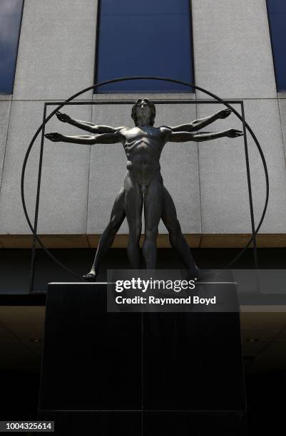 Enzo Plazotta's 'Vitruvian Man Sculpture' stands outside the Medical Forum Building in Birmingham, Alabama on July 4, 2018. MANDATORY MENTION OF THE...