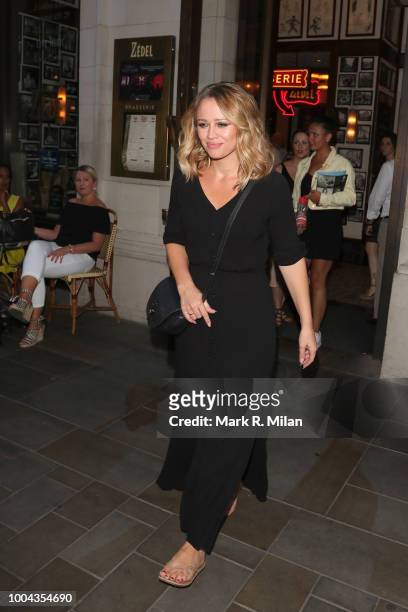 Kimberley Walsh leaves Zedel Brasserie after her live performance on July 23, 2018 in London, England.