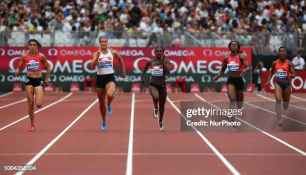 Jenna Prandini of USA Dafne Schippers of Netherlands Dina Asher-Smith of Great Britain and Northern Ireland Shericka Jackson of Jamaica and Elaine...