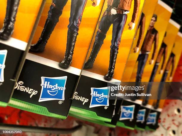 The Hasbro logo is displayed on toys at a Target store on July 23, 2018 in San Rafael, California. Hasbro Inc. Reported better than expected...