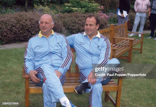 Coventry City manager John Sillett and managing director George Curtis during the media day before the FA Cup Final at a hotel on May 13, 1987 in...