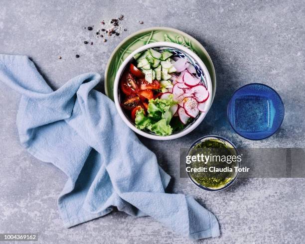 fresh salad - dish towel stock pictures, royalty-free photos & images