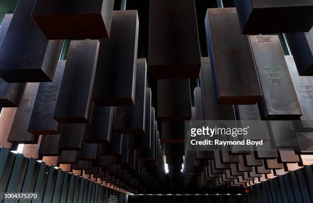 Over 800 corten-steel monuments, one for each county in the United States where a racial terror lynching took place with the names of the lynching...