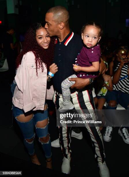 Deyjah Harris, Tip 'T.I.' Harris and Heiress Harris attend 'The Grand Hustle' Exclusive Viewing Party at at The Gathering Spot on July 19, 2018 in...