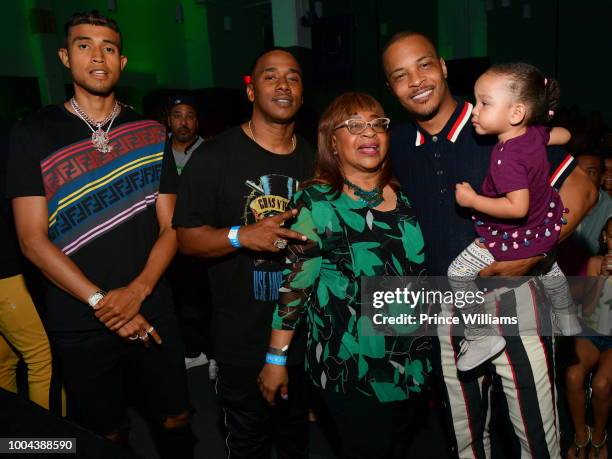 Kap G, Kawan Prather, Violeta Morgan, Rapper/actor Tip 'T.I.' Harris and Heiress Harris attend 'The Grand Hustle' Exclusive Viewing Party at The...