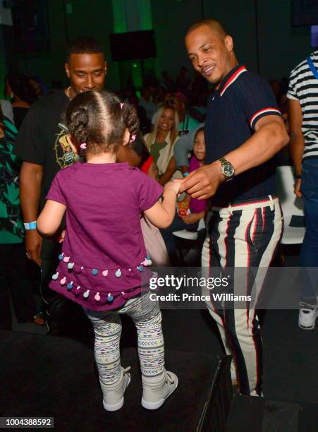 Kawan Prather, Heiress Harris and Tip 'T.I.' Harris attend 'The Grand Hustle' Exclusive Viewing Party at at The Gathering Spot on July 19, 2018 in...