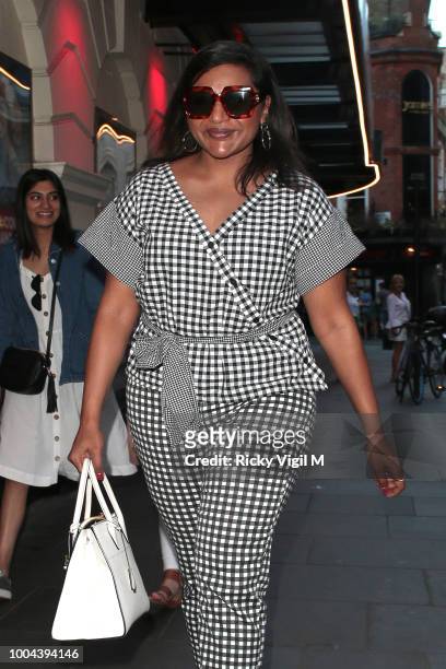 Mindy Kaling seen out and about in Soho on July 23, 2018 in London, England.